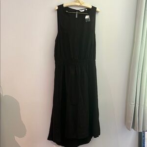 Elegant Black Linen, back cutout Sleeveless Dress, 2X nwt